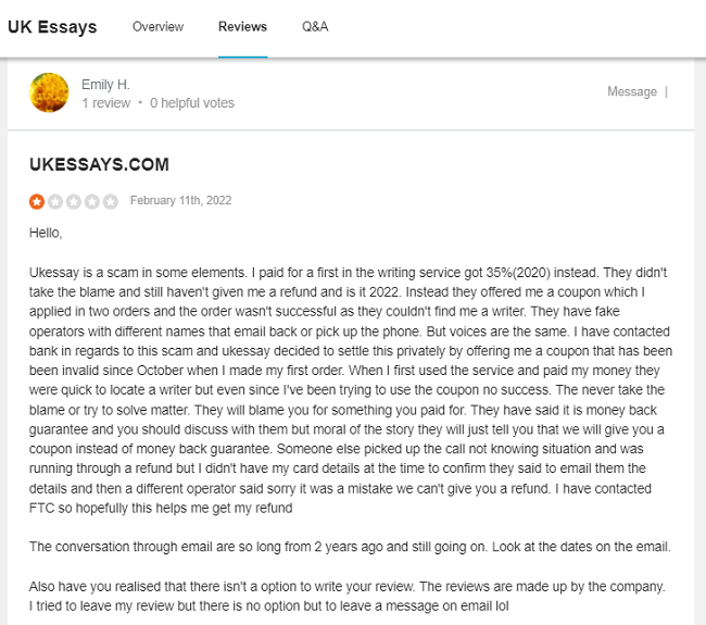 UKEssays review on Sitejabber